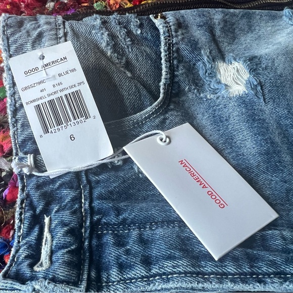 NWT Good American Exposed Zipper Bombshell Jean Short Sz 6 - Picture 5 of 7